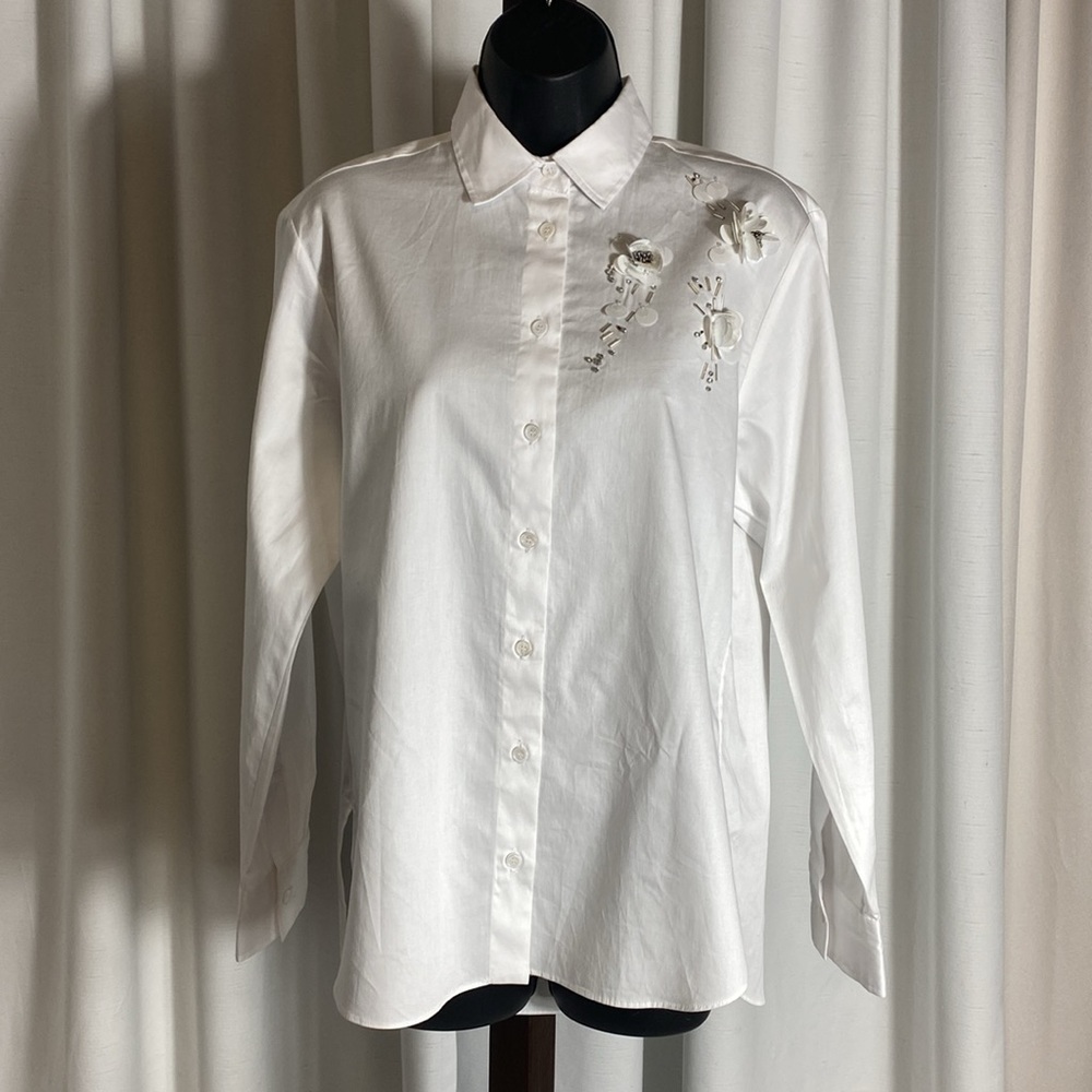 Zara JEWEL FLOWER SHIRT ZW COLLECTION Size S - Picture 8 of 15